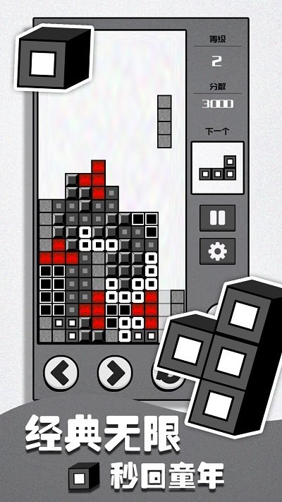 俄罗斯方块黑白版小游戏 俄罗斯方块黑白版下载