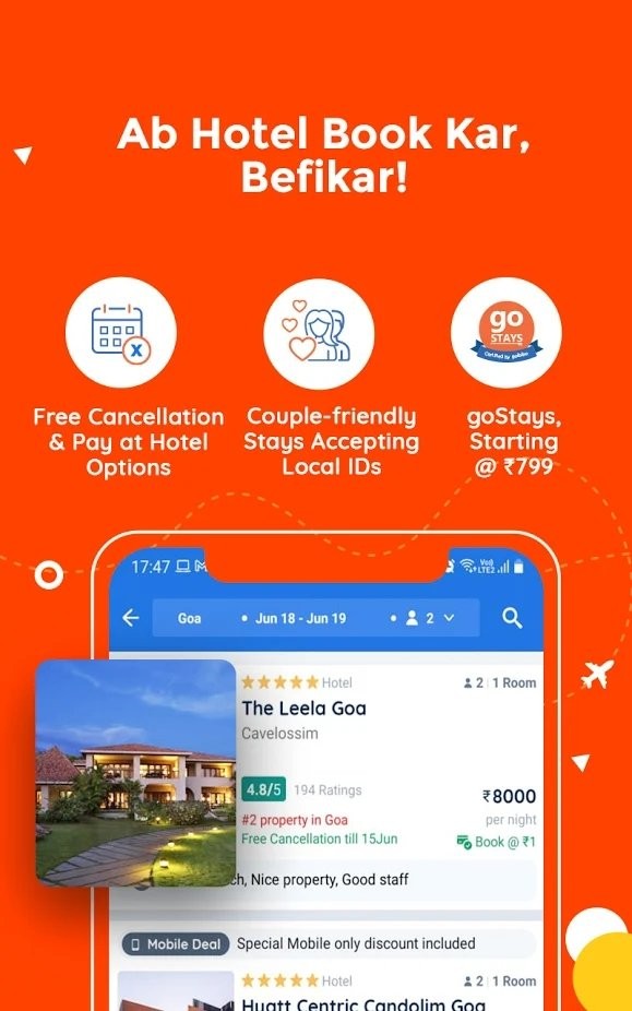 goibibo预订酒店app